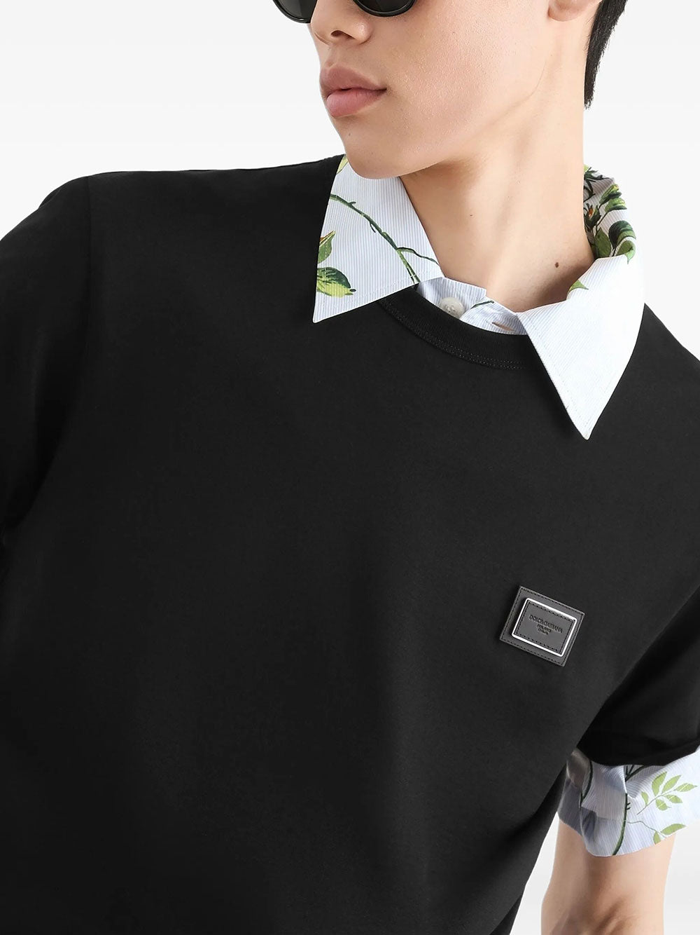Dolce & Gabbana Men Cotton T-Shirt With Plaque