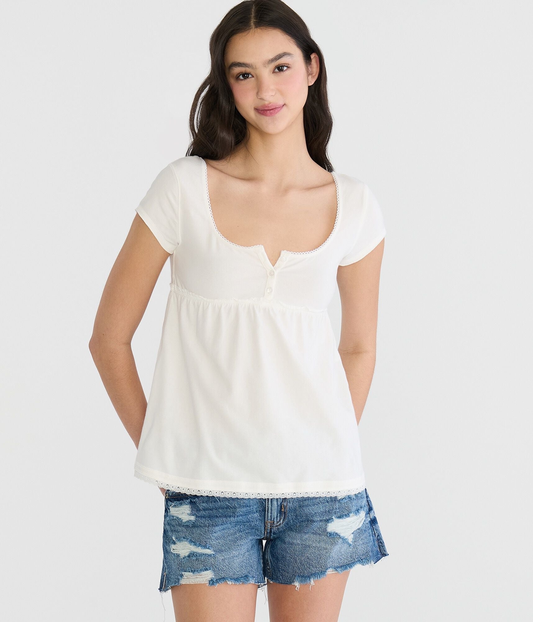 Aeropostale Seriously Soft Y2k Babydoll Henley