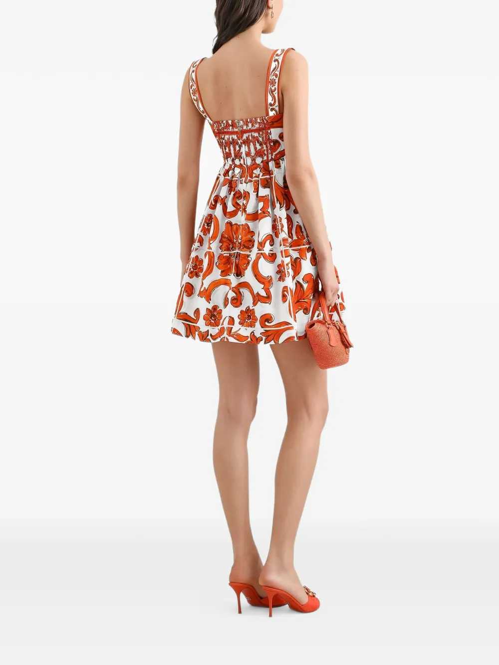Dolce & Gabbana Women Short Poplin Dress With Majolica Print