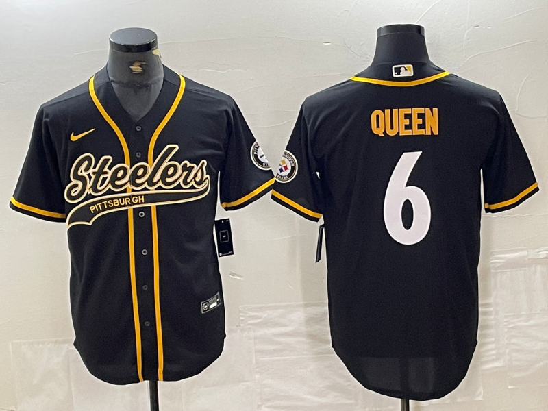 Men's Pittsburgh Steelers Patrick Queen #6 Black Player jersey Joint Edition