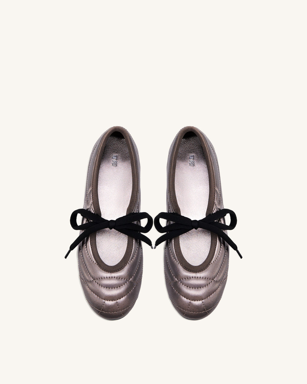 Erika Topstitching Lace-up Ballet Flats - Dark Brown