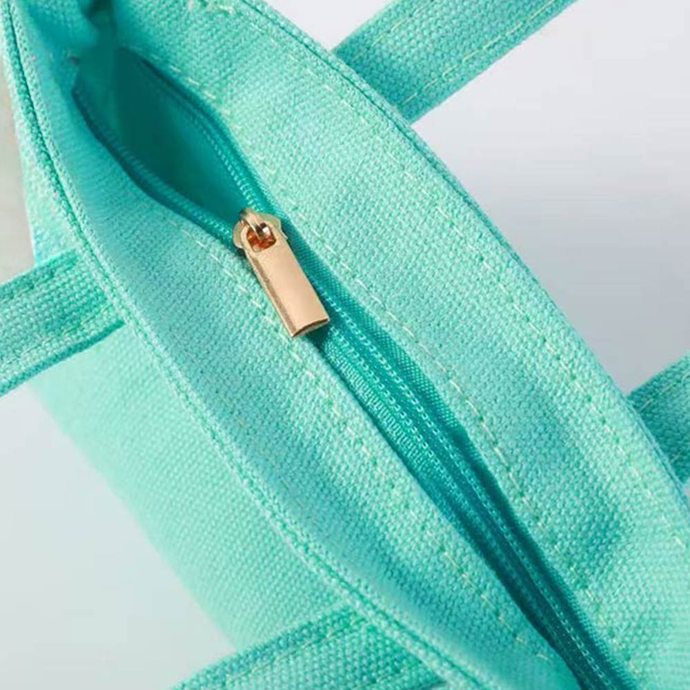 Desert Vibes Cactus Embroidered Small Canvas Tote Bag