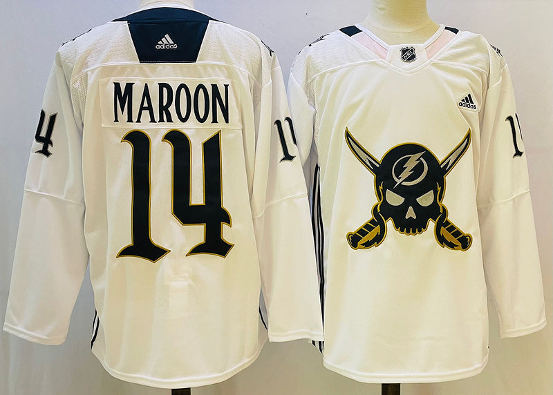 Men's Tampa Bay Lightning Pat Maroon #14 White Game jersey