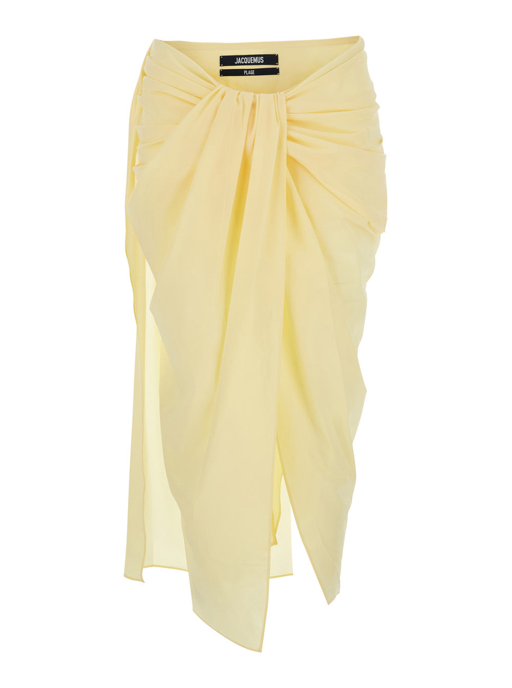 Jacquemus Women 'La Jupe Pareo' Yellow Midi Skirt With Hidden Zip Closure On The Side And Draping On Front And Back In Tech Fabric For Women