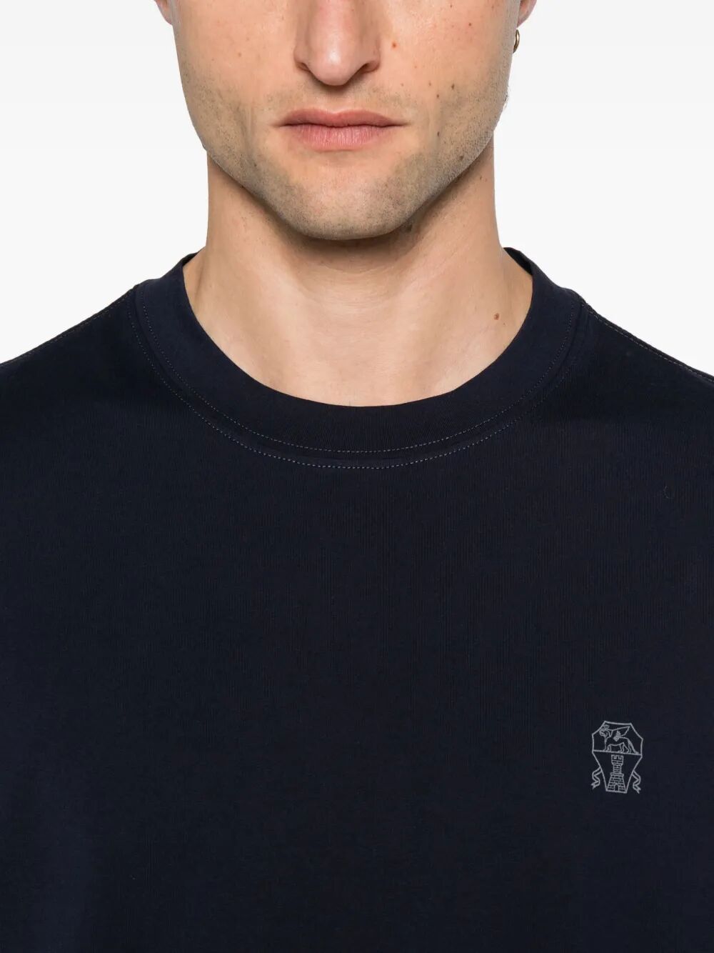 Brunello Cucinelli Men Cotton Jersey Crew Neck T-Shirt With Logo