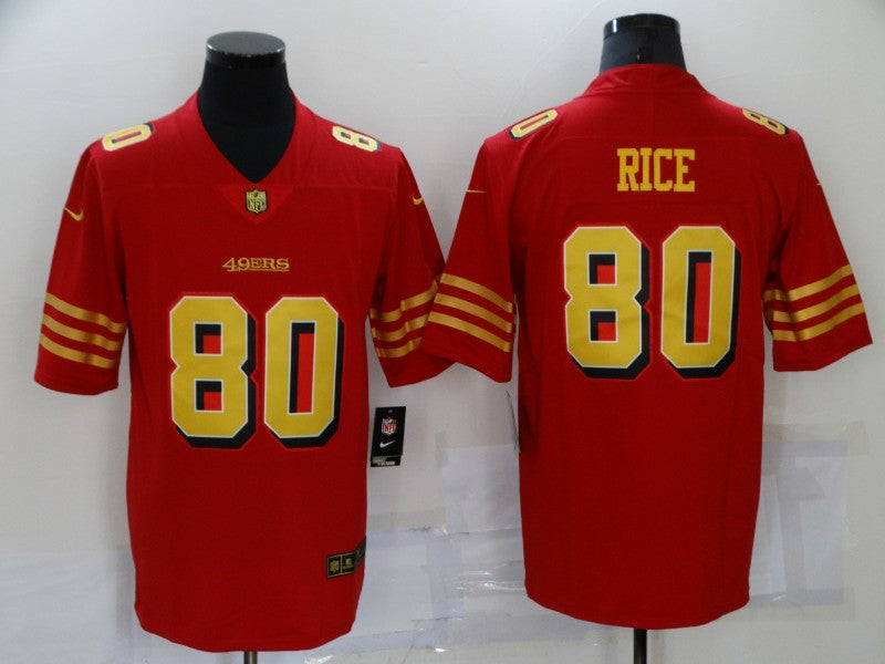 Men's San Francisco 49ers Jerry Rice #80 Red Player Game Jersey1