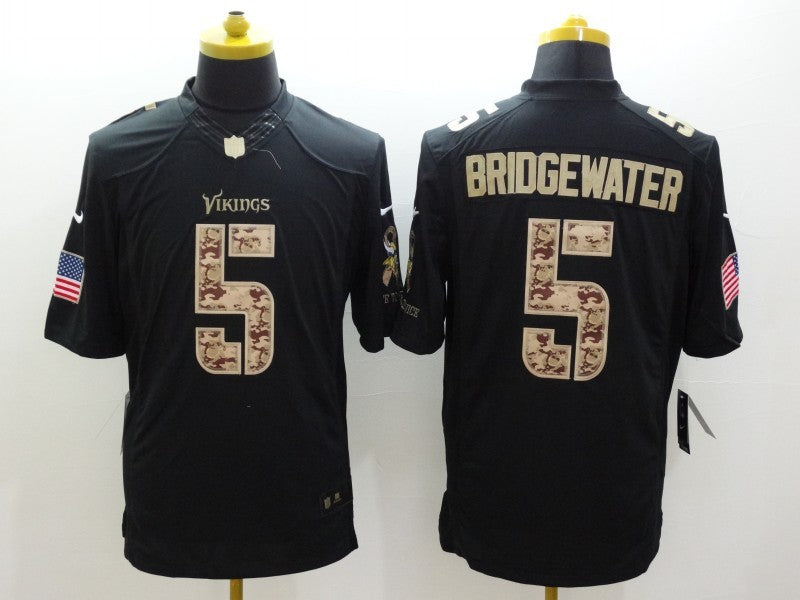 Men's Minnesota Vikings Teddy Bridgewater #5 Black Game Player jersey