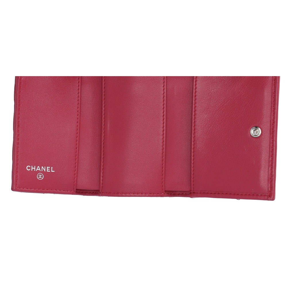 CHANEL Le Boy Trifold Wallet Pink Lambskin