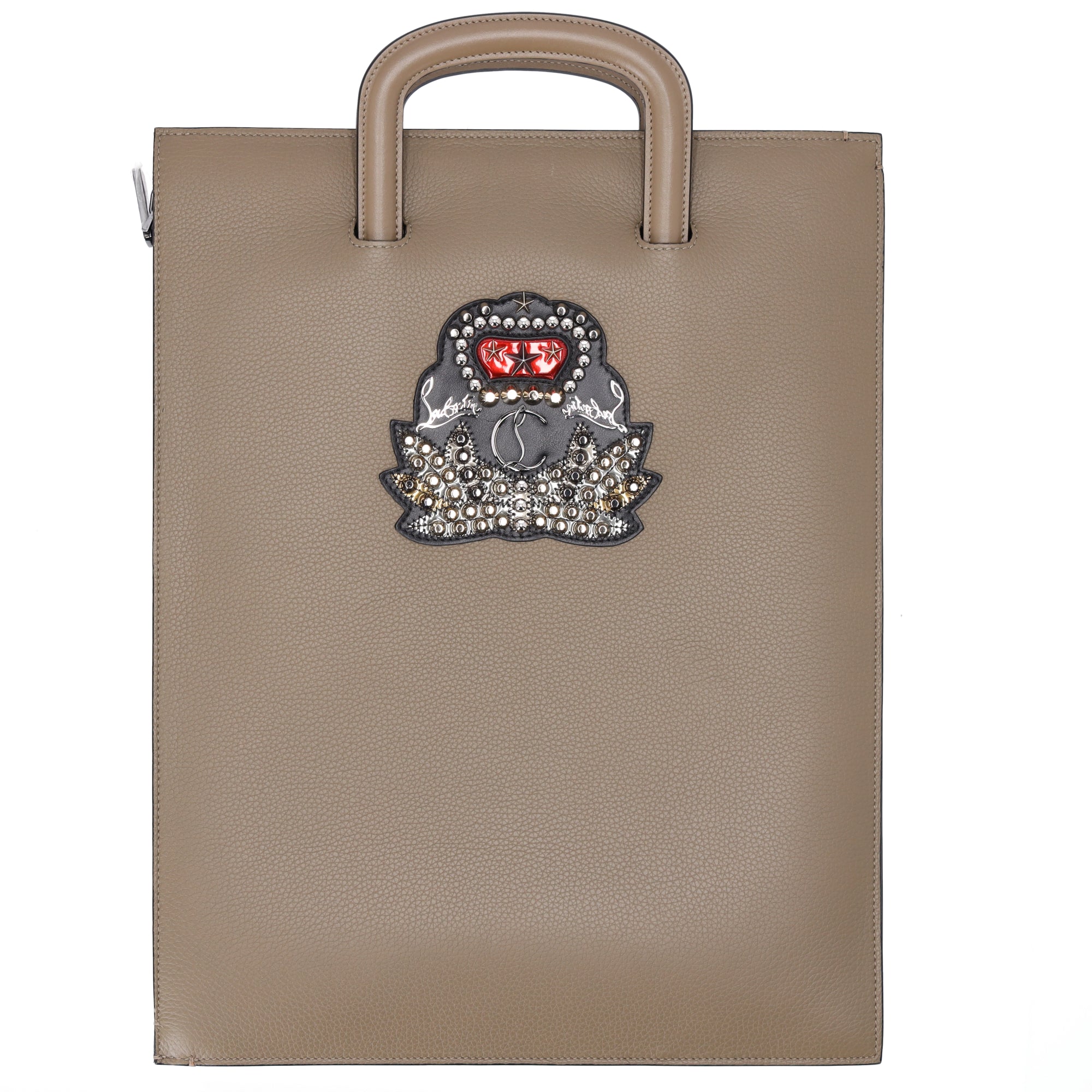 Christian Louboutin Trick Track Large Handbag 1175038 Khaki Leather