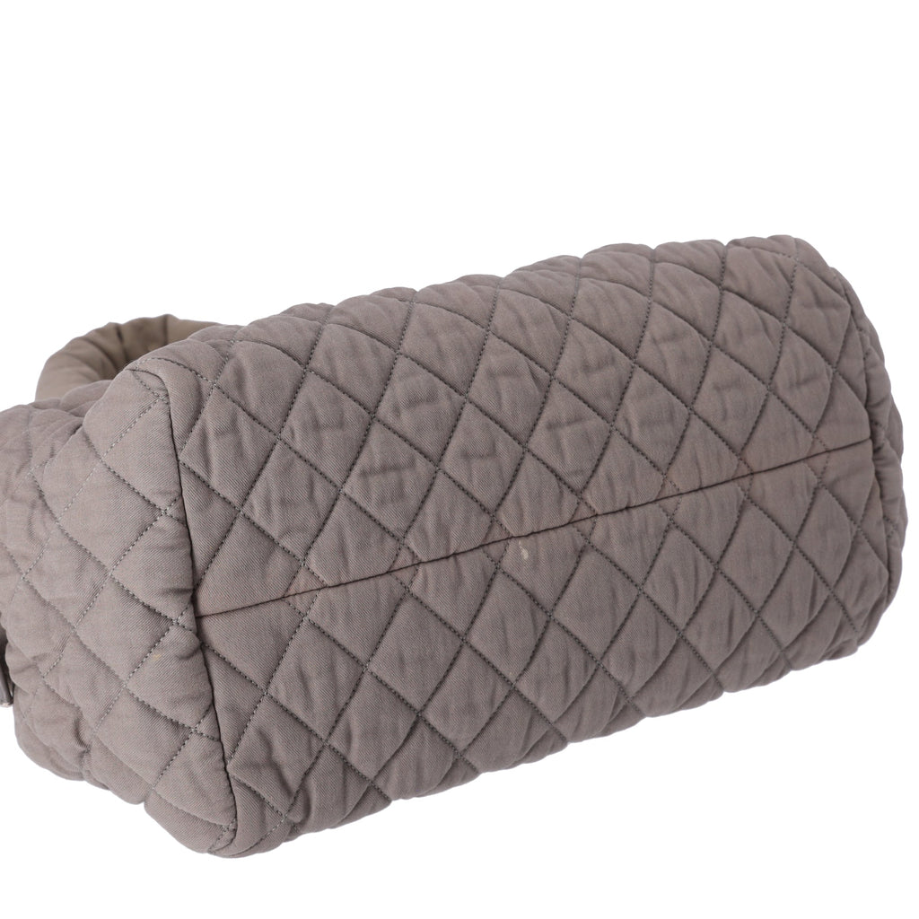 CHANEL Coco Cocoon Handbag Khaki Cotton