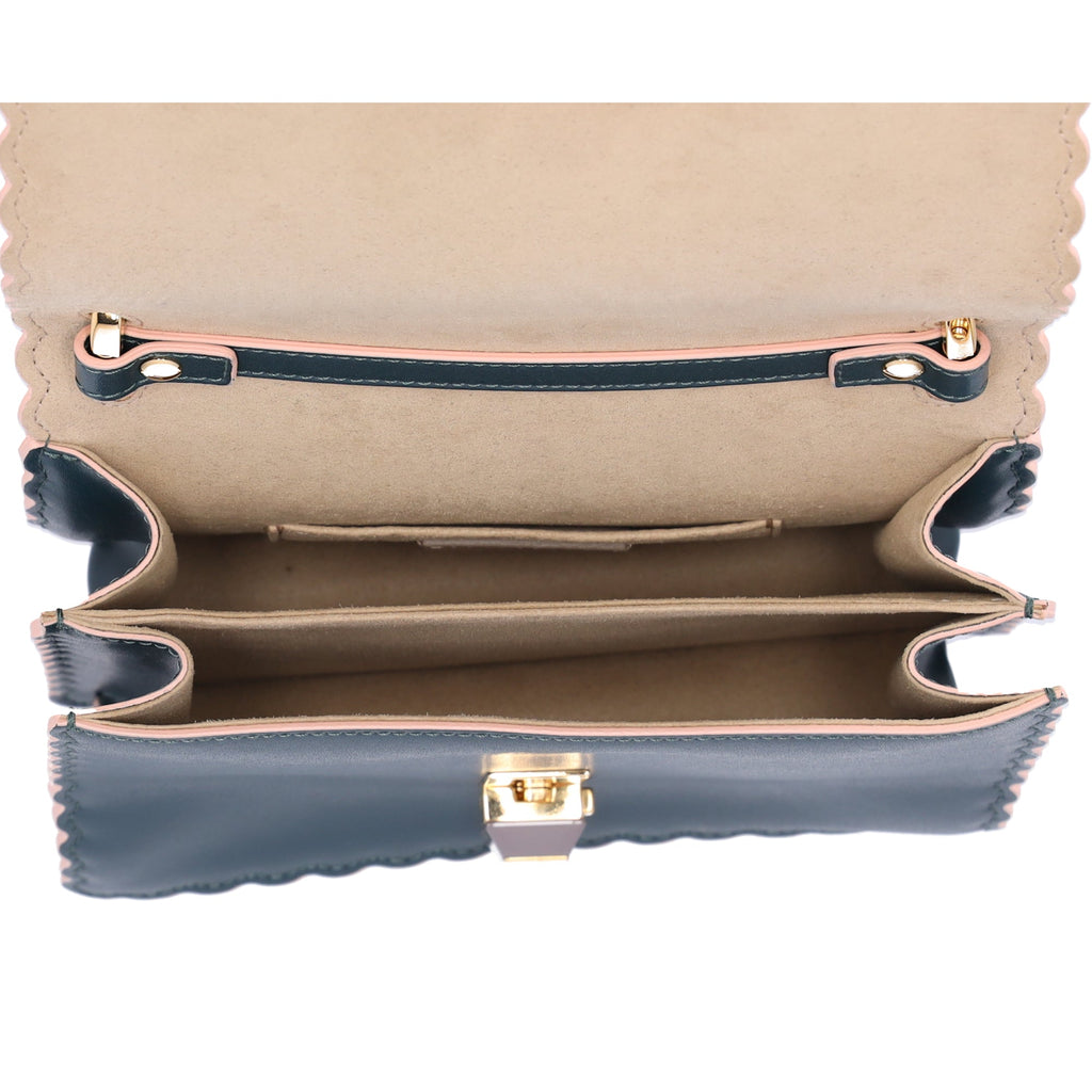 FENDI Mini Kan I Shoulder Bag 8M0381-A18Q Green Leather