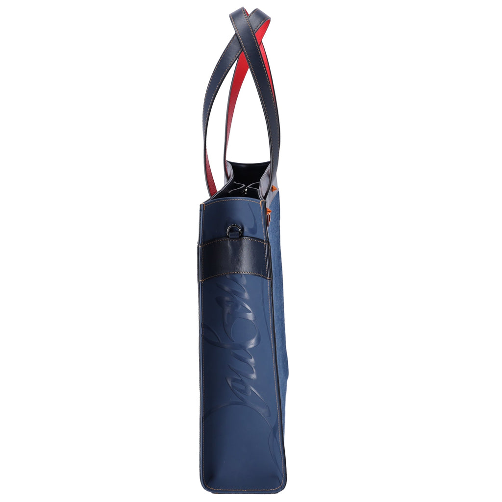 Christian Louboutin Louis Tote Bag Navy Denim Rubber Leather