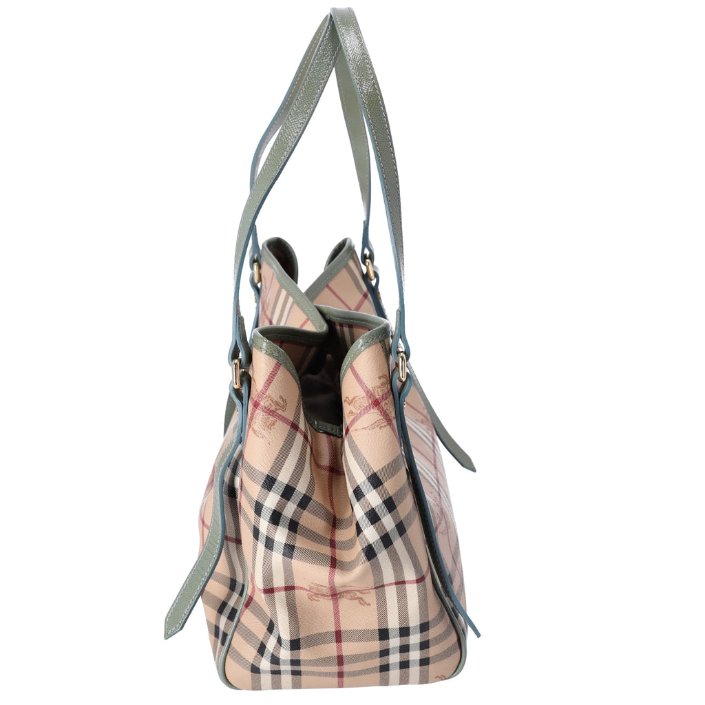 Burberry Check Canterbury Shoulder Bag Coated Canvas Green