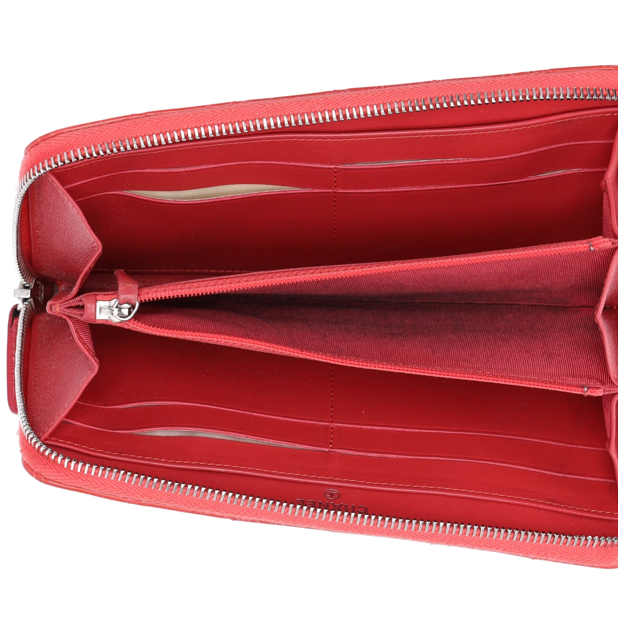 CHANEL Matelasse Long Wallet Pink Patent Leather