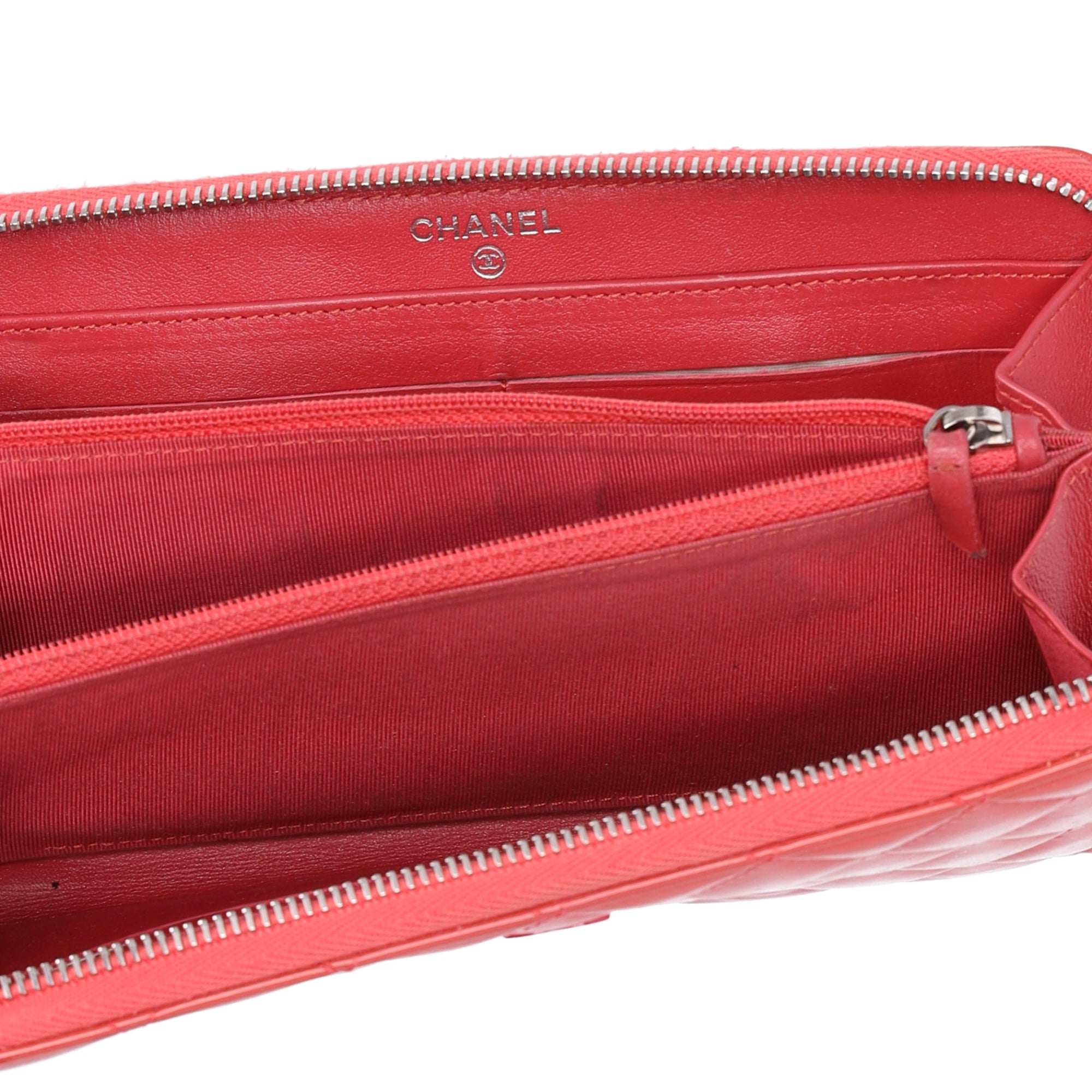 CHANEL Matelasse Long Wallet Pink Patent Leather