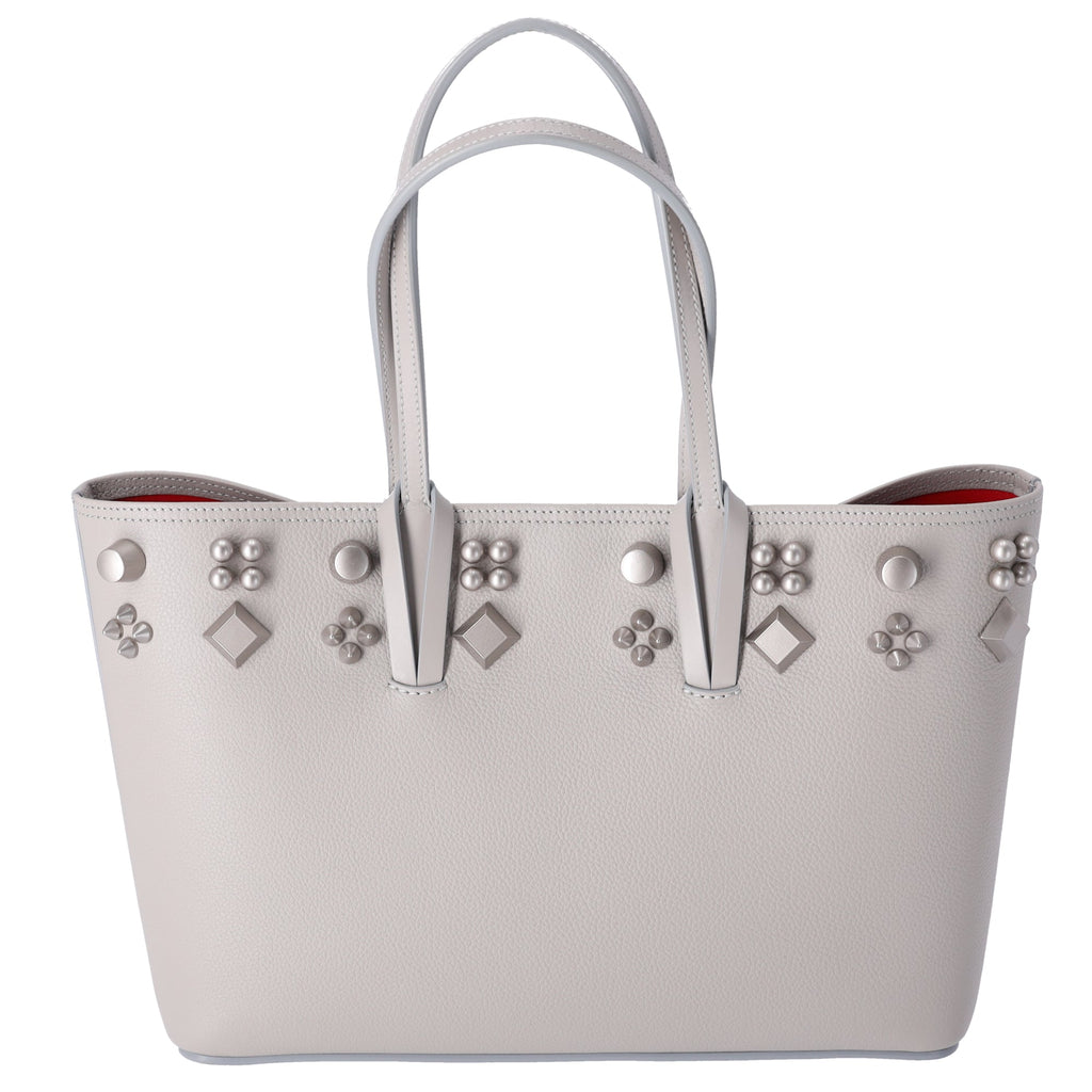 Christian Louboutin Cabata Small Tote Bag Light Gray Leather Rubber