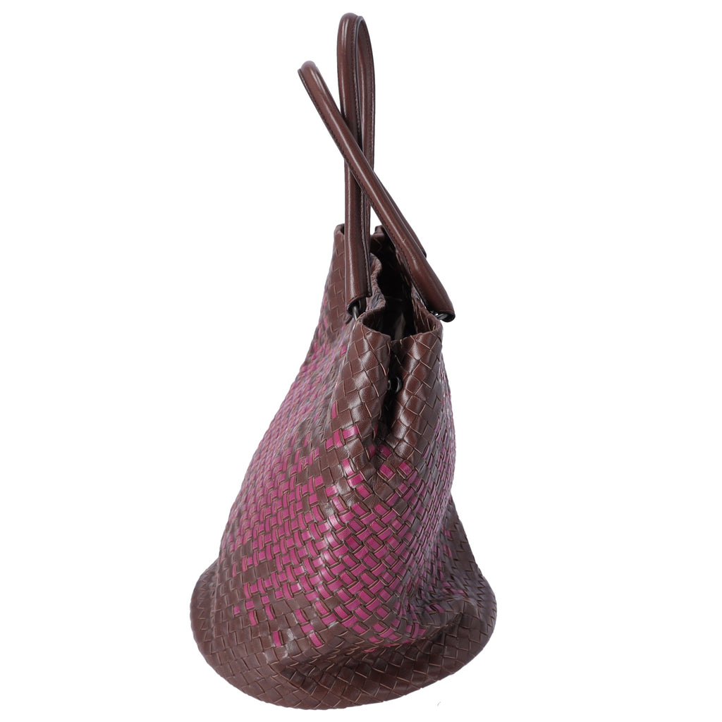 BOTTEGA VENETA Intrecciato Tote Bag 226344 Dark Brown Purple Leather