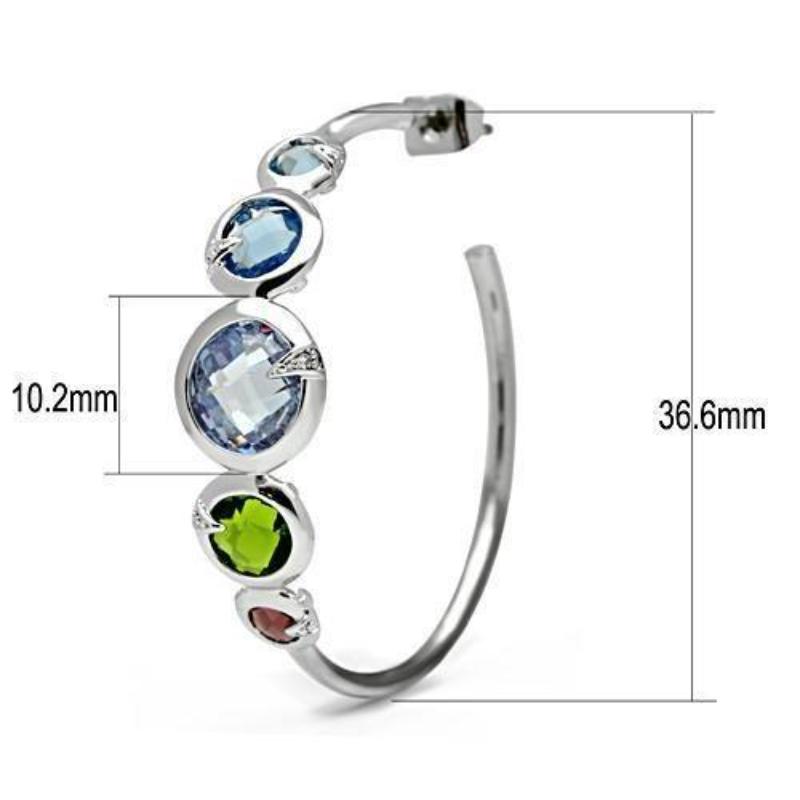 Rhodium Brass Earrings with AAA Grade CZ in Multi Color