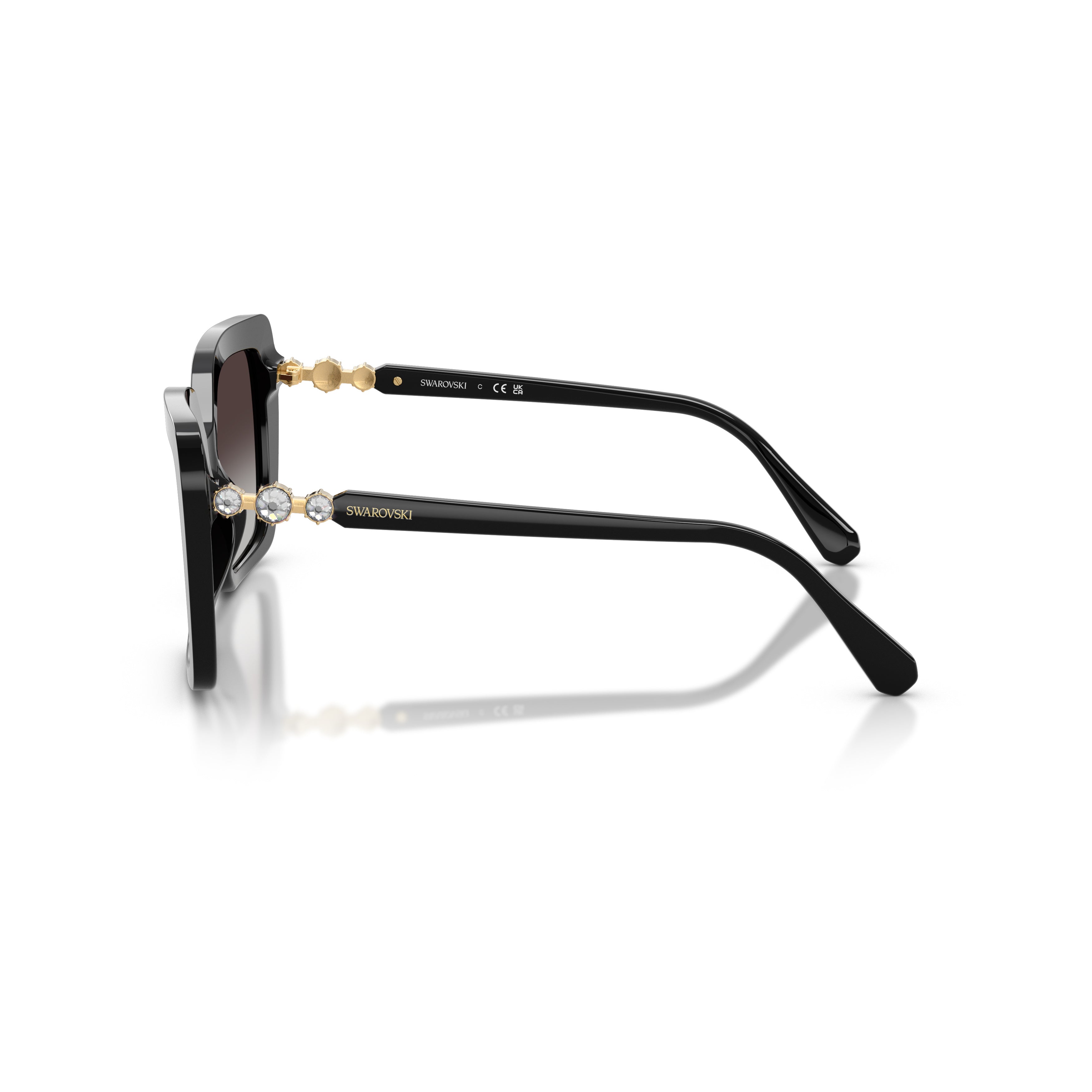 0Sk6049 Oversized Black Acetate Sunglasses with Crystal Accents