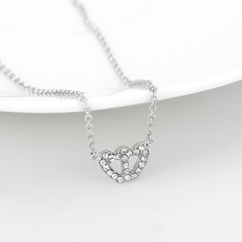Rhodium Brass Necklace with Top Grade Crystal in Clear