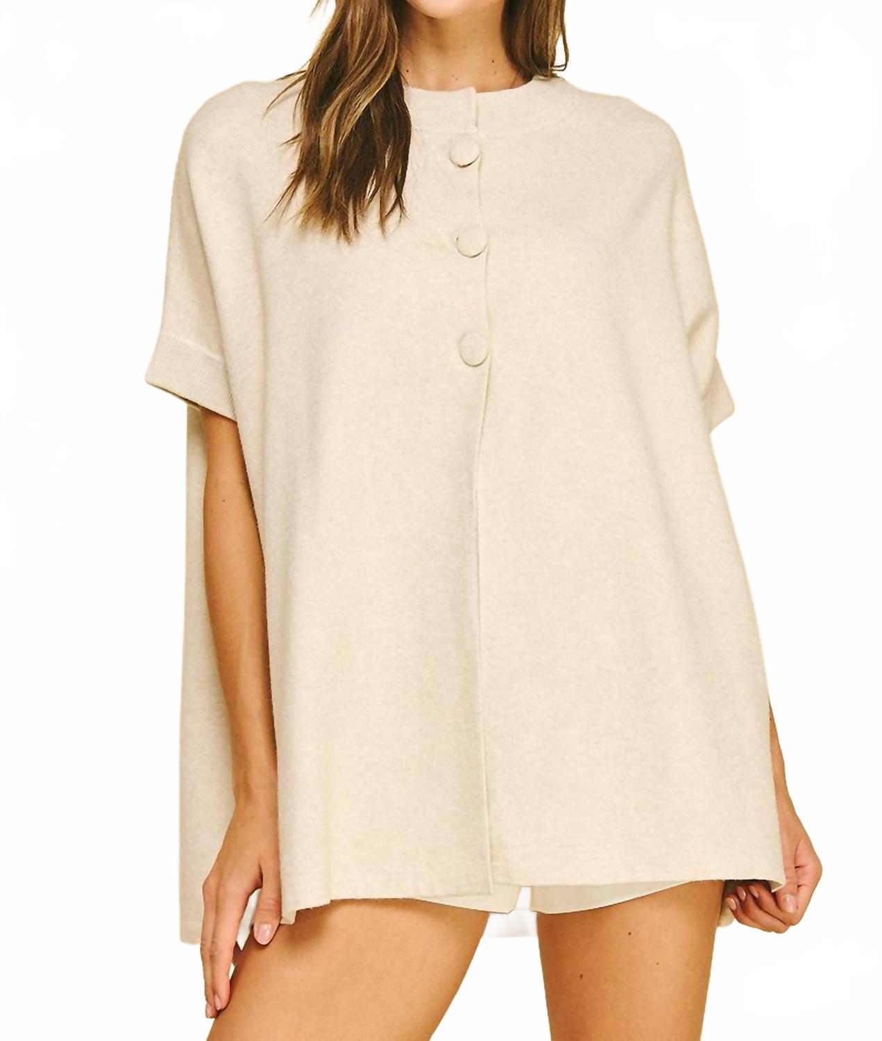 Three Button Sweater In Cream