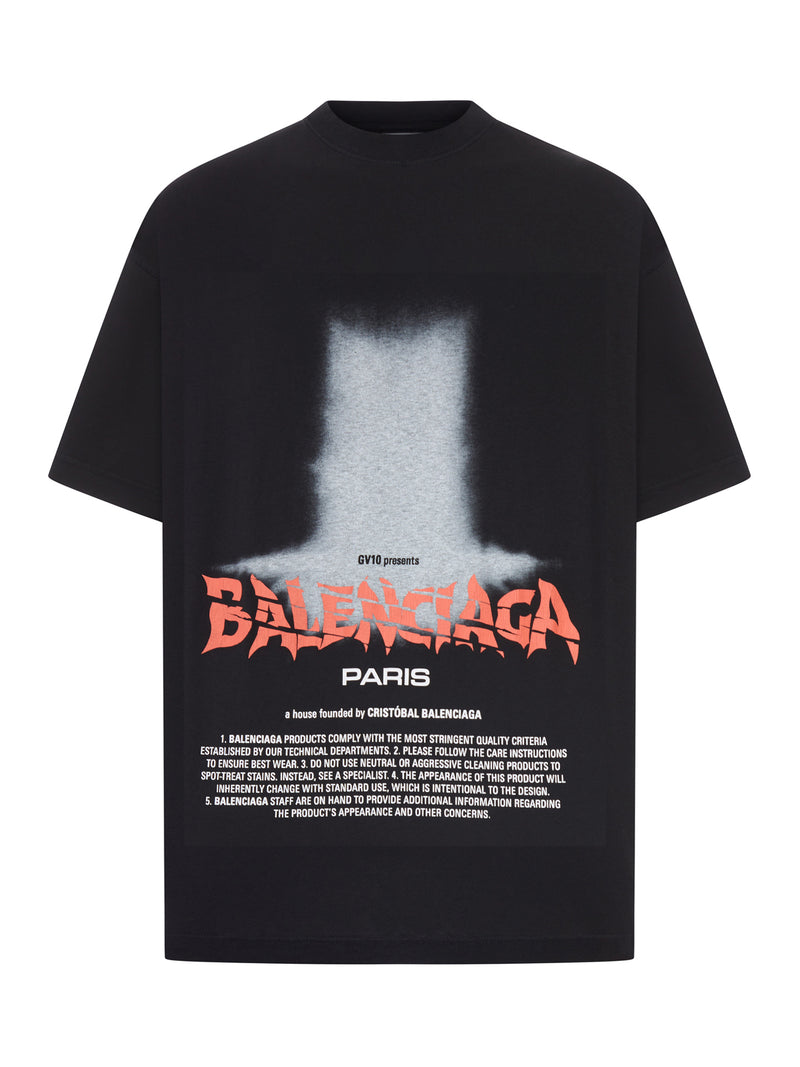 Balenciaga Men The Door Oversize T-Shirt In Black Dry Jersey