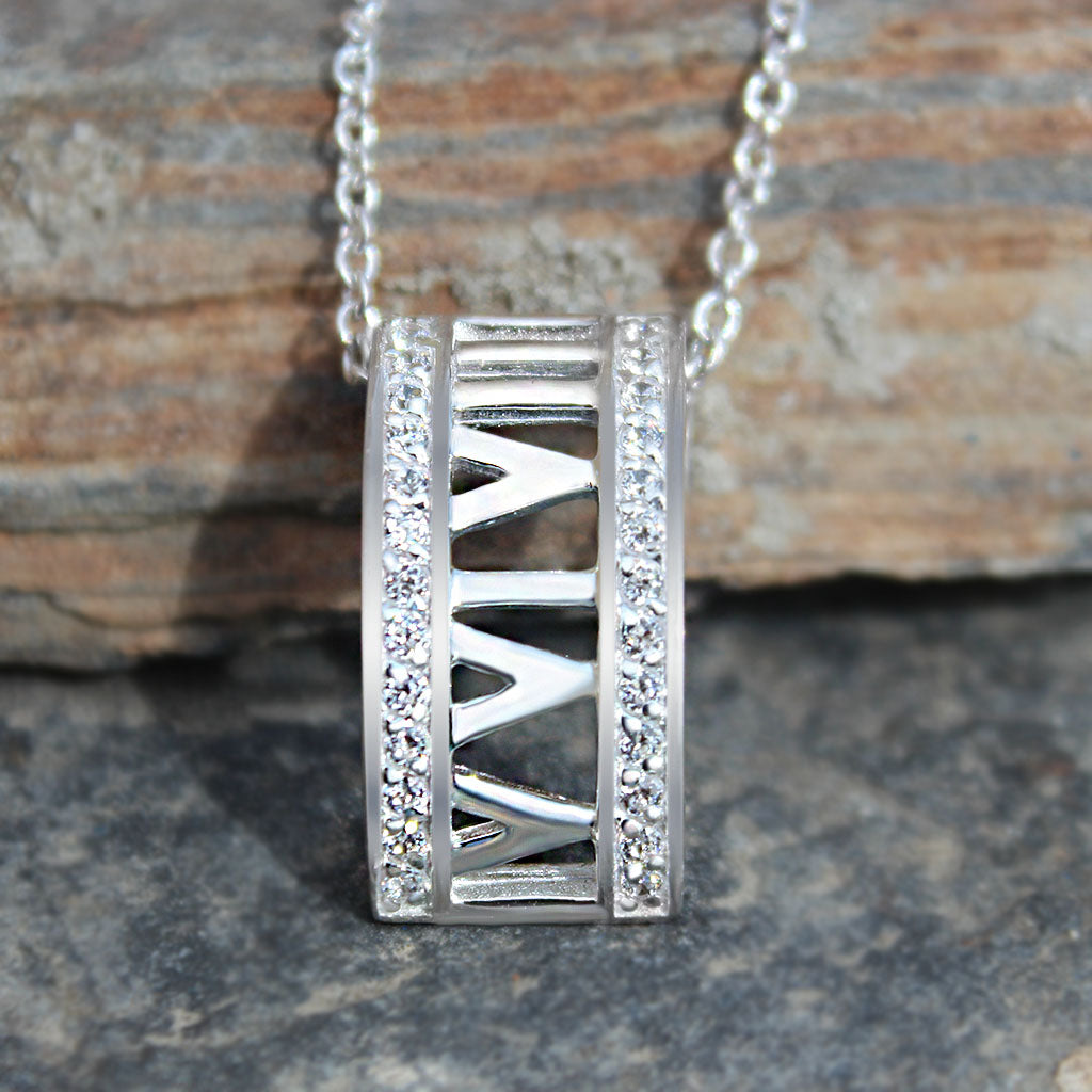 Rhodium Plating 925 Sterling Silver Chain Pendant with AAA CZ in Clear