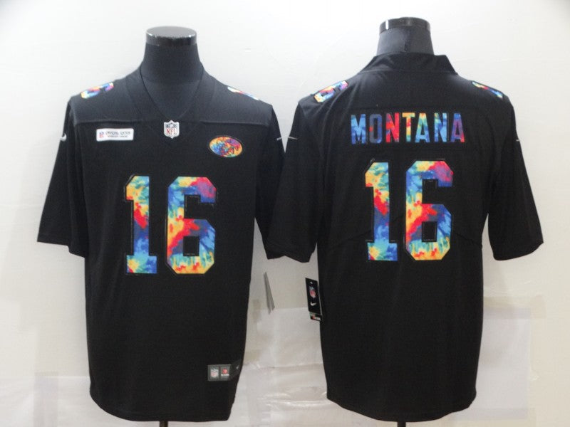 Men's San Francisco 49ers Joe Montana #16 Black Player Game jersey