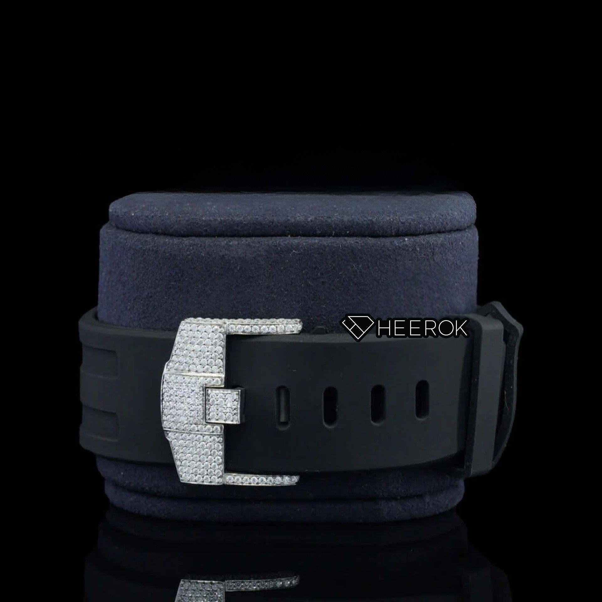 AP Royal Oak Offshore Standard Numerals Chronograph White Dial Diamond Bezel Moissanite Diamond Black Rubber Strap