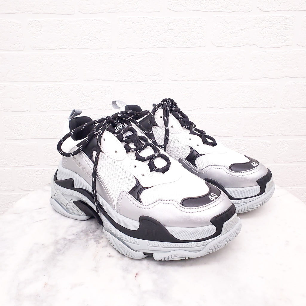 BALENCIAGA GREY/BLACK FLUO CLEAR SOLE SNEAKERS - SIZE 40
