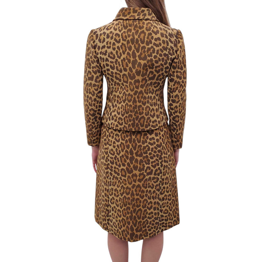 GIVENCHY VINTAGE LEOPARD JACKET AND SKIRT SET - SIZE XS/S