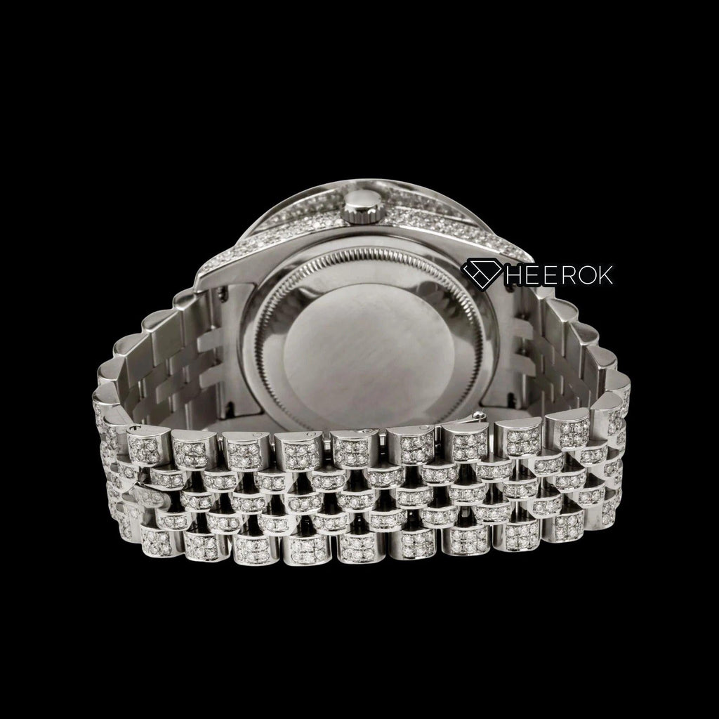 Rolex Datejust Brown Dial Roman Diamond Numerals Diamond Bezel Fully Iced Moissanite Diamond Jubilee Bracelet For Women