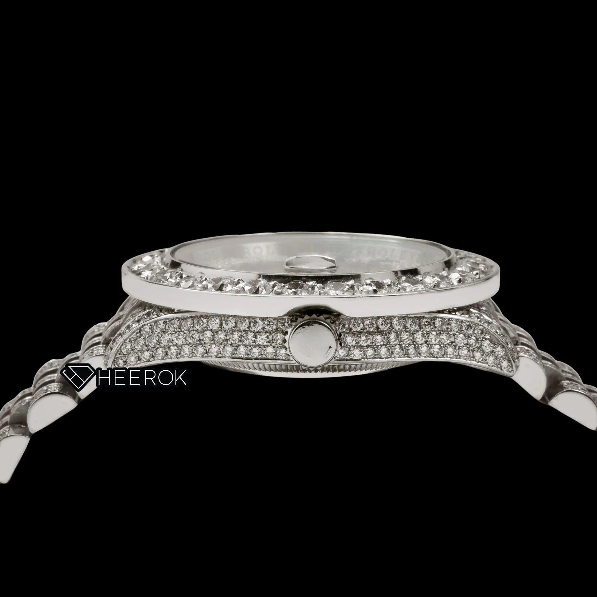 Rolex Datejust Brown Dial Roman Diamond Numerals Diamond Bezel Fully Iced Moissanite Diamond Jubilee Bracelet For Women
