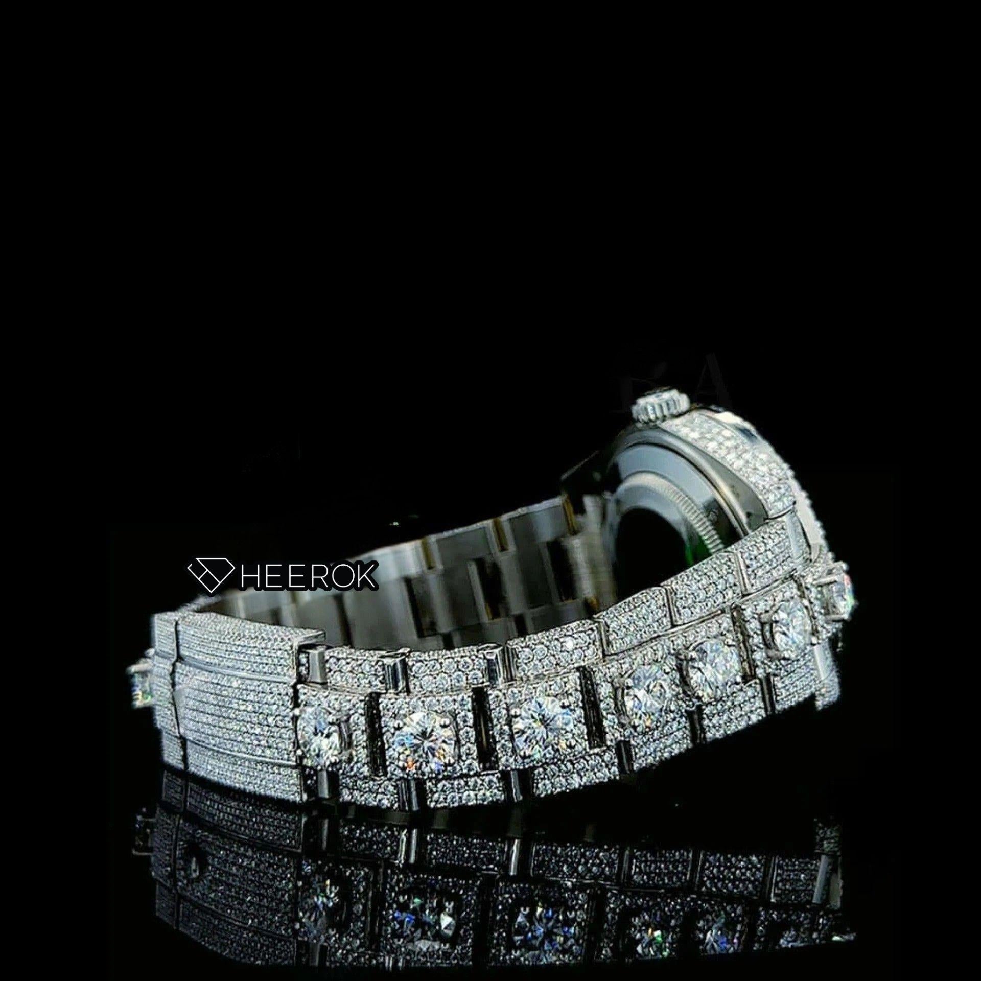 Rolex Datejust Diamond Stick Markers Dial Diamond Bezel Iced Out Moissanite Diamond Oyster Bracelet