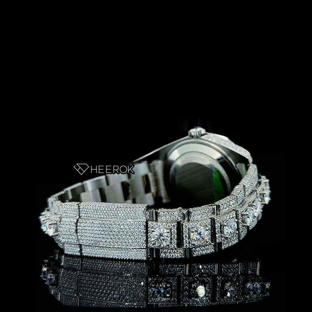 Rolex Datejust Diamond Stick Markers Dial Diamond Bezel Iced Out Moissanite Diamond Oyster Bracelet