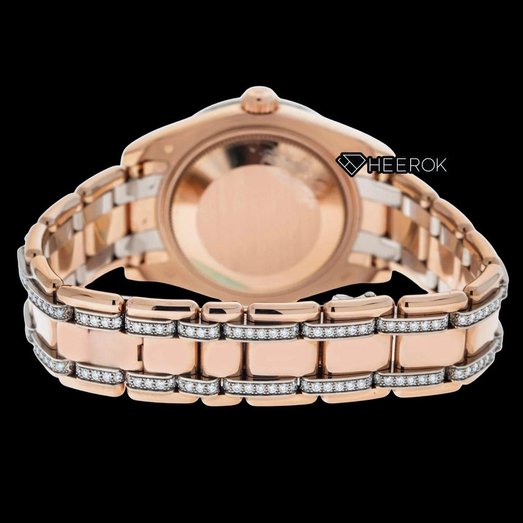Rolex Datejust Full Pave Diamond Dial Roman Numerals Diamond Bezel Rose Gold Semi Iced Moissanite Diamond President Bracelet For Women