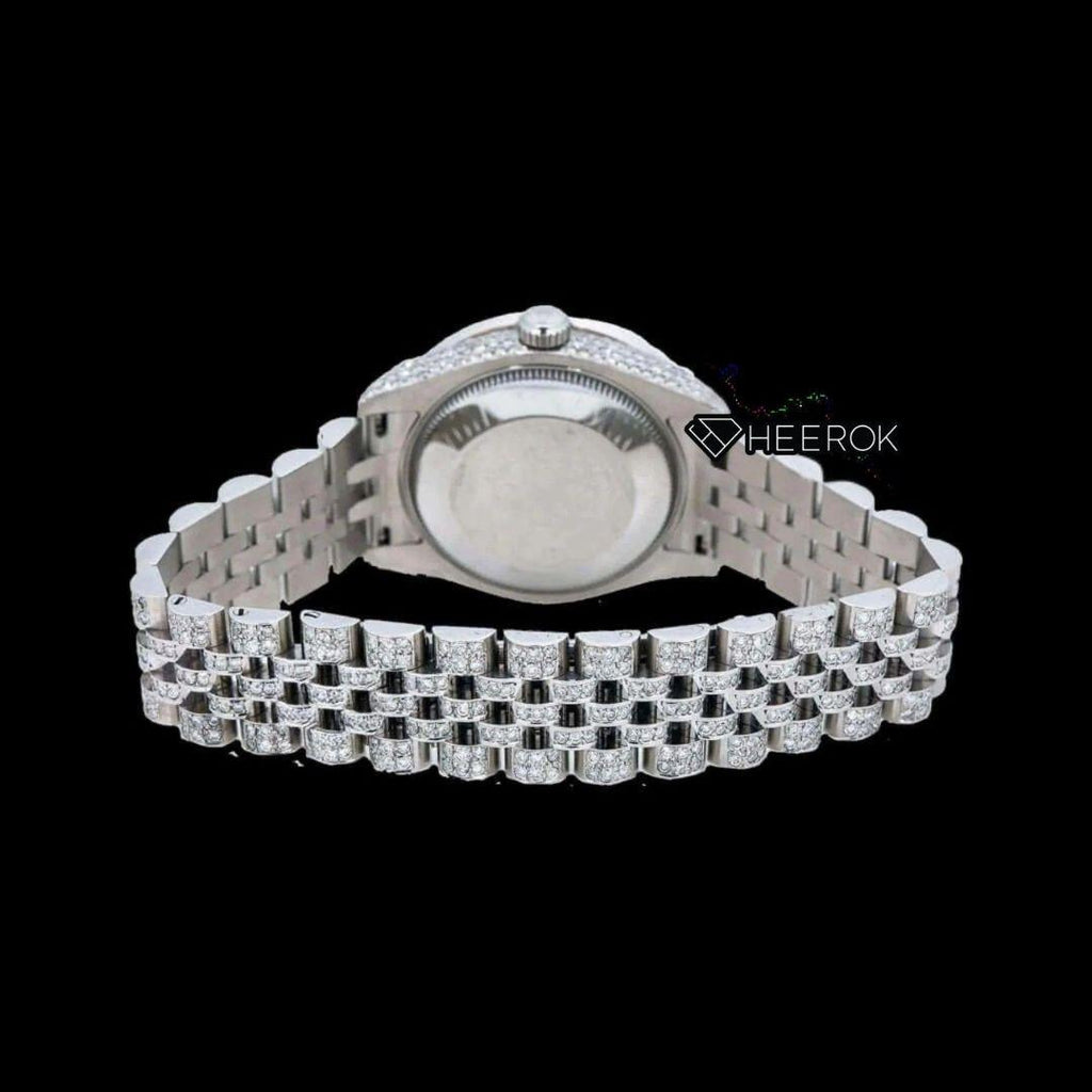 Rolex Datejust Multicolor Arabic Dial Diamond Bezel Fully Iced Moissanite Diamond Jubilee Bracelet For Women