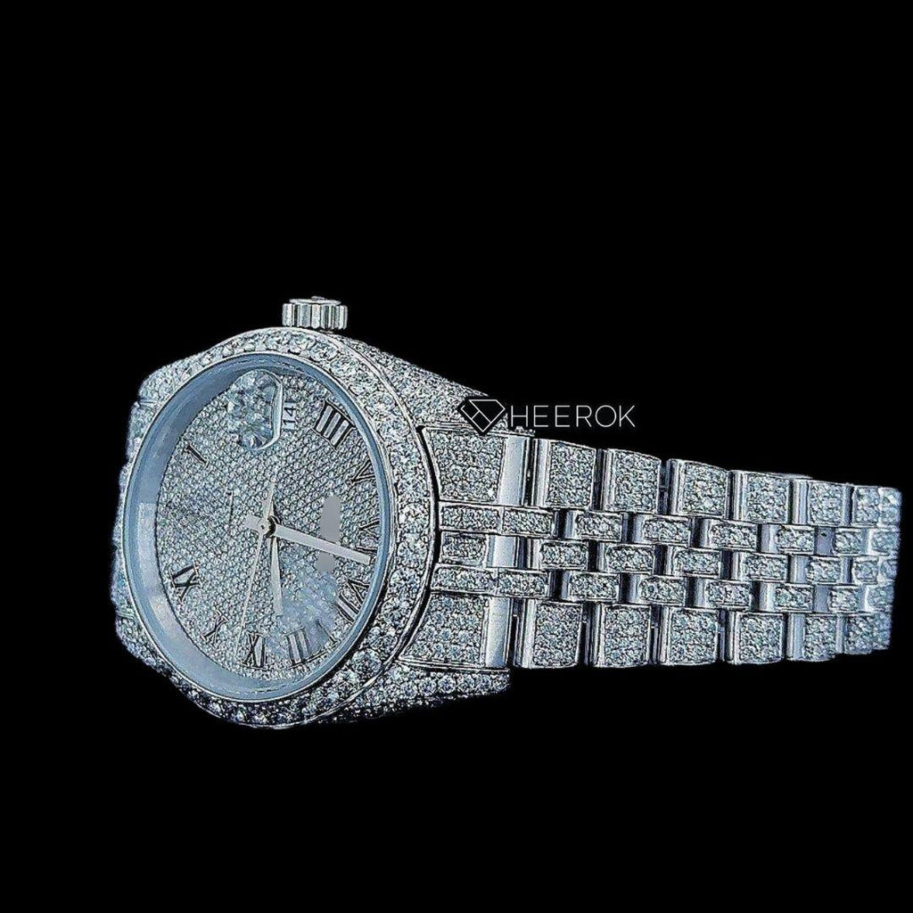 Rolex Datejust Roman Dial Diamond Bezel Fully Iced Moissanite Diamond Jubilee Bracelet