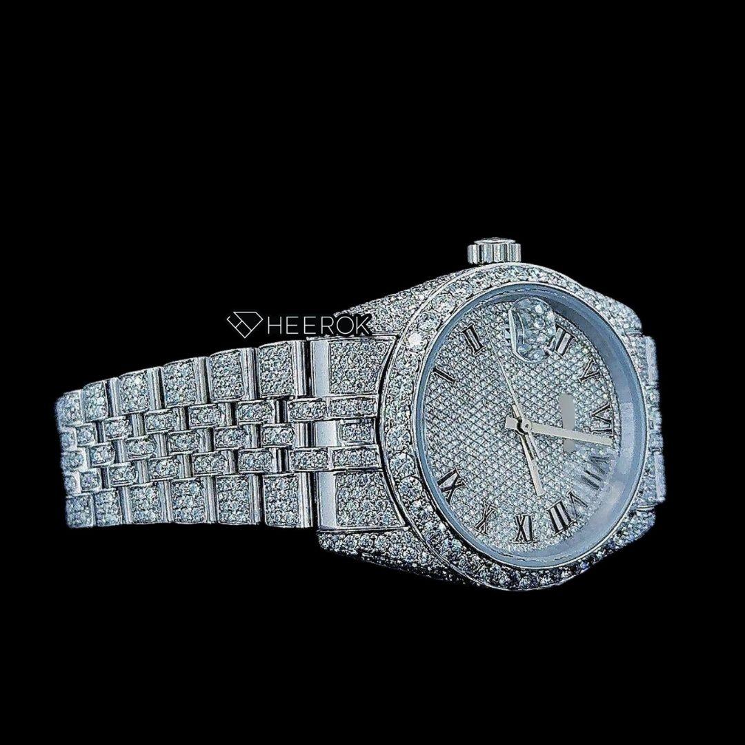 Rolex Datejust Roman Dial Diamond Bezel Fully Iced Moissanite Diamond Jubilee Bracelet