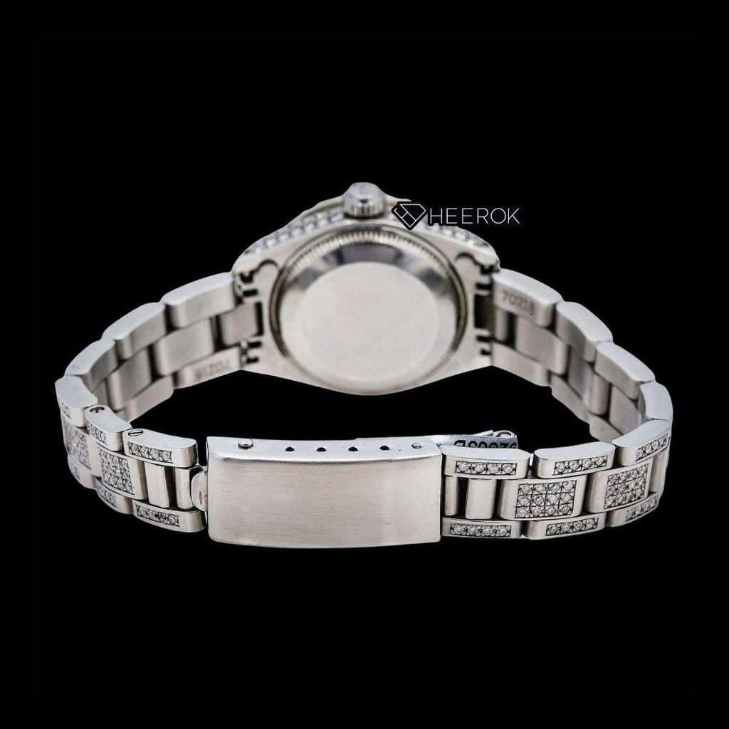 Rolex Datejust White Mother of Pearl Dial Diamond Markers Diamond Bezel Moissanite Diamond Oyster Bracelet For Women
