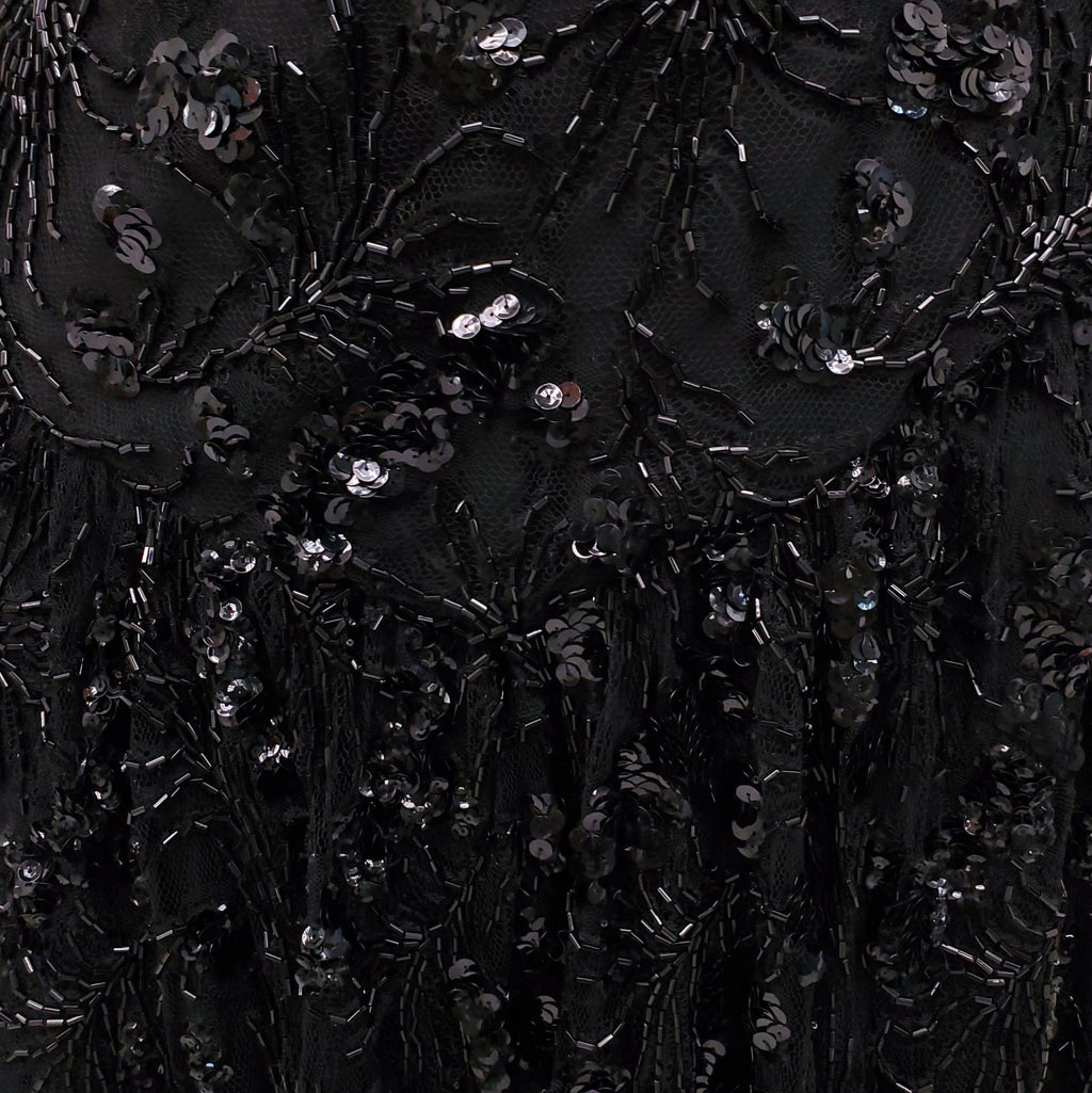 VINTAGE BLACK SEQUIN SKIRT - SIZE S