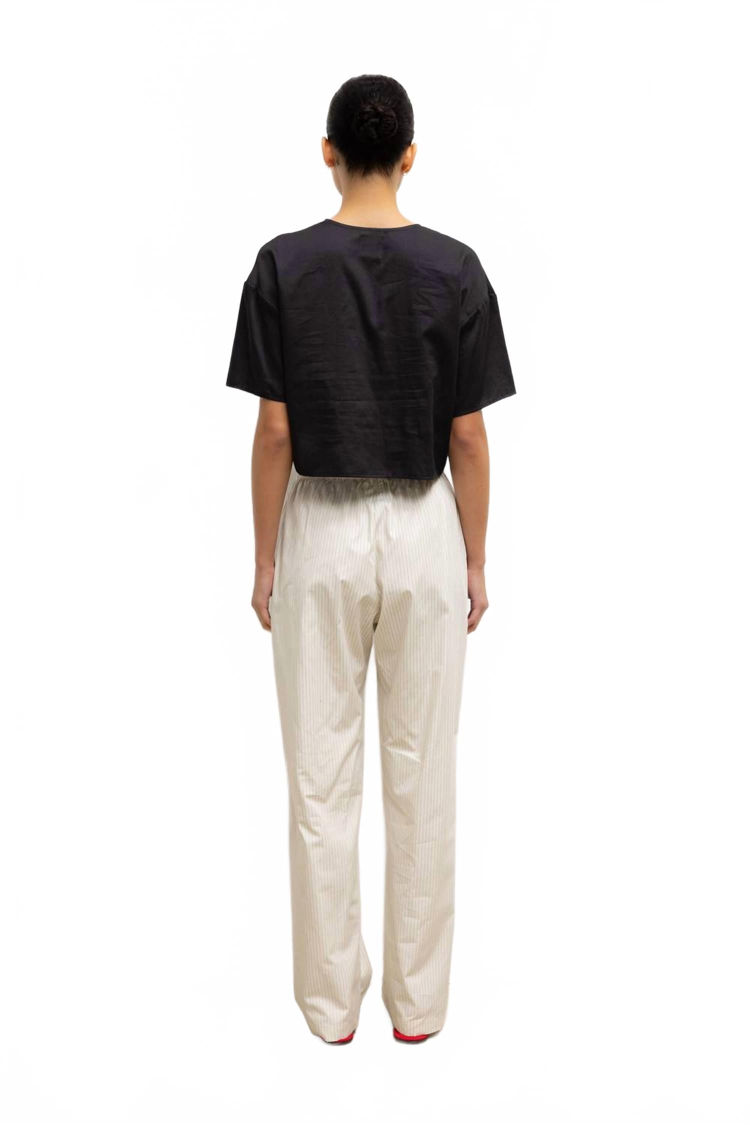 Yoko Tie Cropped Top In Black