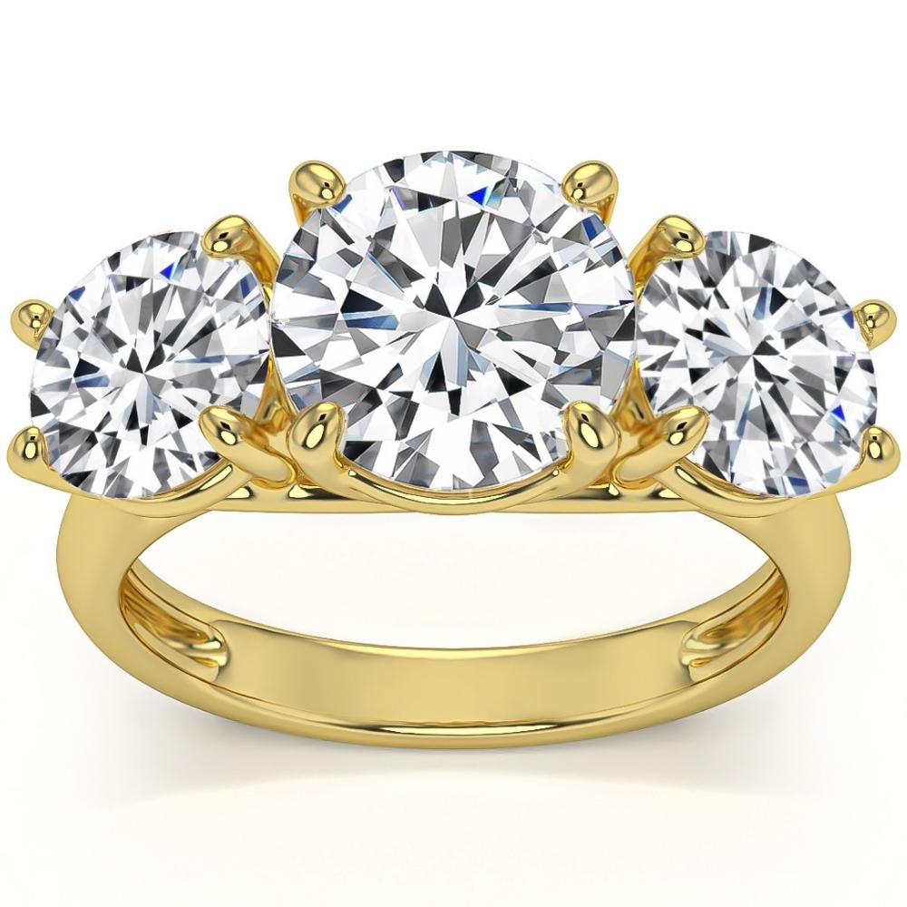 5 1/2Ct Three Stone Lab Grown Diamond Engagement Ring White Yellow or Rose Gold