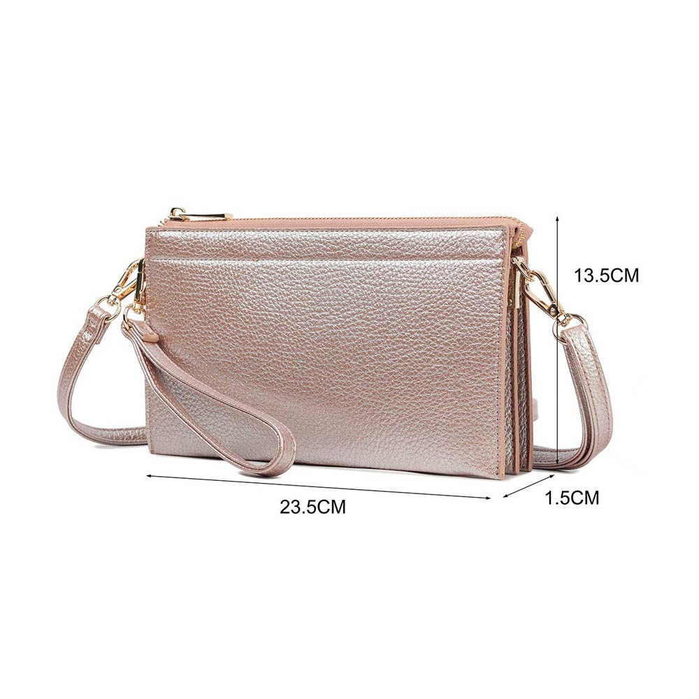 Faux Leather Slim Wallet Crossbody Bag