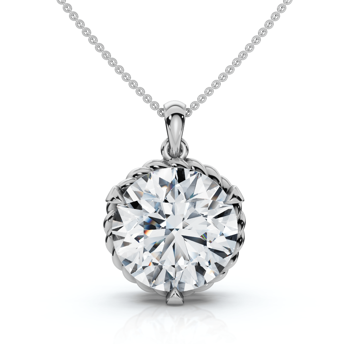 1Ct Solitaire Braided Diamond Pendant 14k Gold 18" Necklace Lab Grown EF/VS