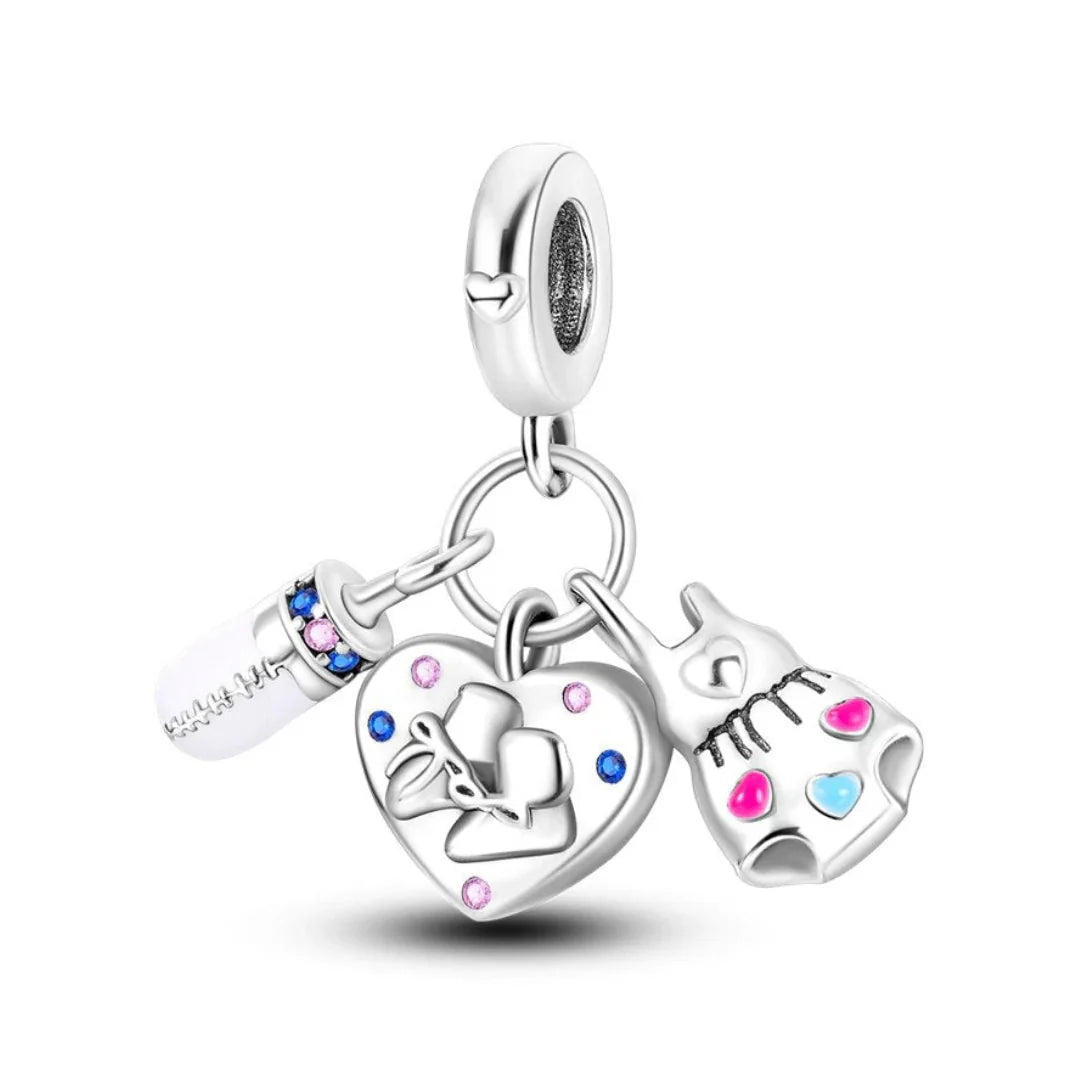 Baby Bottle and Shoes Dangle Charm