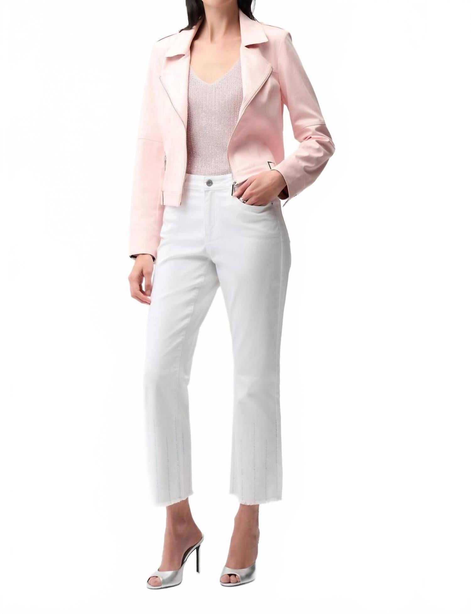 Foiled Faux Suede Jacket In Petal Pink