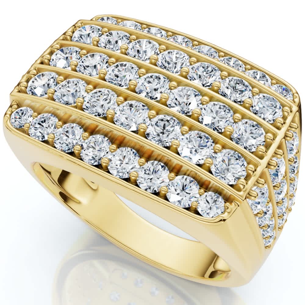 3Ct Wide Diamond Men's Ring 14k White or Yellow Gold Lab Grown