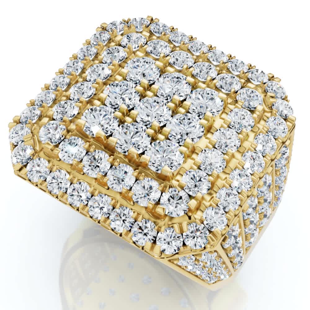 5Ct TW Men's Round Diamond Pave Ring Gold Lab Grown