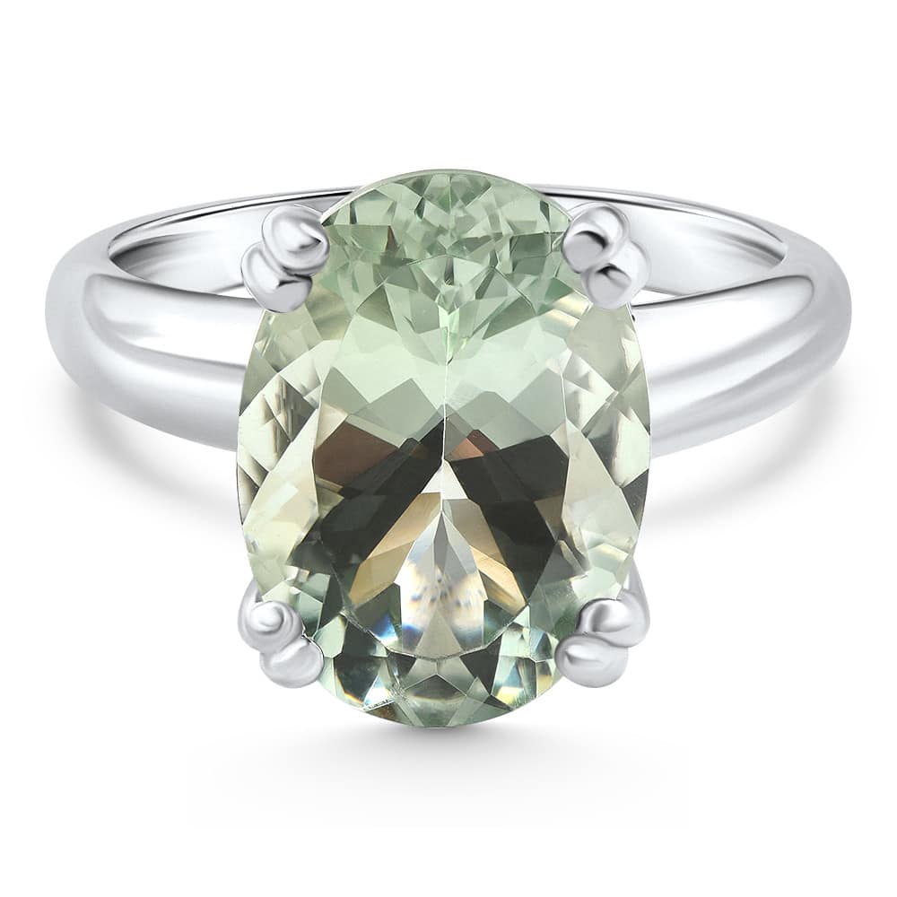 5Ct Green Amethyst Oval Ring 10k Gold